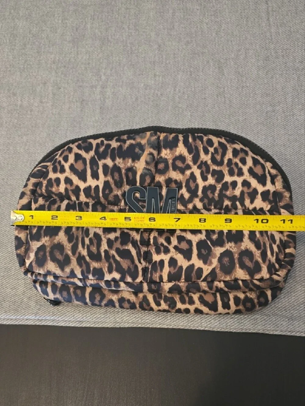 Steve Madden Leopard Print Quilted Cosmetic Travel Bag Pouch SM Logo